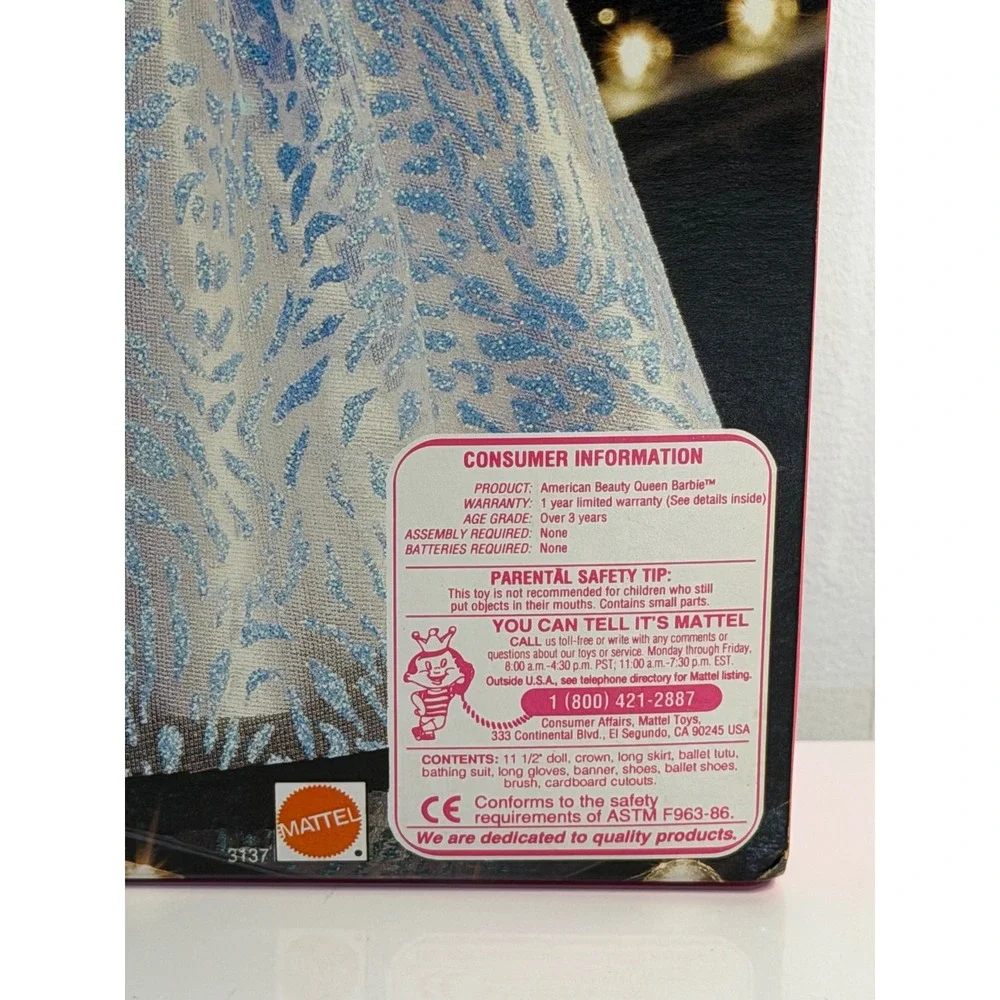 VTG 1991 Mattel American Beauty Queen Barbie Doll #3137 Blue Gown NIB 90s Toy‎